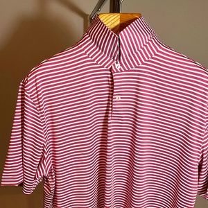 Peter Millar Crown Crafted Polo- Tailored Fit- Size XL- Red and White